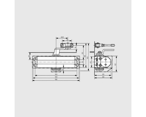 Доводчик Dorma (Дорма) дверной TS 77 EN3, с рычажной тягой, белый Доводчик Dorma (Дорма) дверной TS 77 EN3, с рычажной тягой, белый