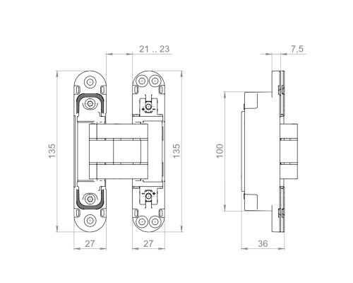 Петля Armadillo (Армадилло) скрытой установки U3D7803.VPG AB бронза TECH