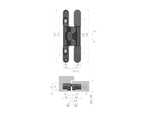 Петля Armadillo (Армадилло) скрытой установки U3D2400.VPG SC мат. хром TECH Петля Armadillo (Армадилло) скрытой установки U3D2400.VPG SC мат. хром TECH