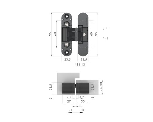 Петля Armadillo (Армадилло) скрытой установки U3D4000 SC (9540UN3D) мат. хром