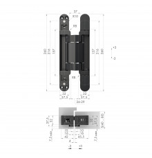 Петля Armadillo (Армадилло) скрытой установки U3D2200.VPG BL черный TECH