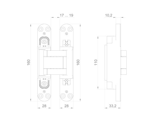 Петля Armadillo (Армадилло) скрытой установки U3D3400.TG SC мат. хром TECH