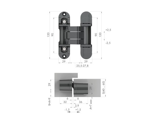 Петля Armadillo (Армадилло) скрытой установки U3D8000.VPG SG мат. золото TECH/NO LOGO Петля Armadillo (Армадилло) скрытой установки U3D8000.VPG SG мат. золото TECH/NO LOGO