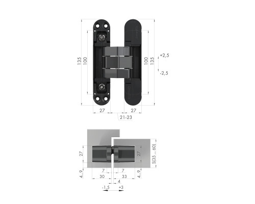 Петля Armadillo (Армадилло) скрытой установки U3D7800.VPG SG мат. золото TECH Петля Armadillo (Армадилло) скрытой установки U3D7800.VPG SG мат. золото TECH