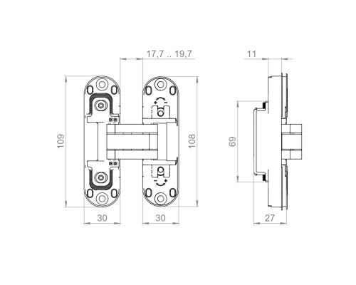 Петля Armadillo (Армадилло) скрытой установки U3D2002.TG BL черный TECH