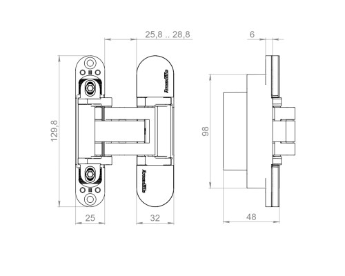 Петля Armadillo (Армадилло) скрытой установки U3D5780.VPG BL черный TECH