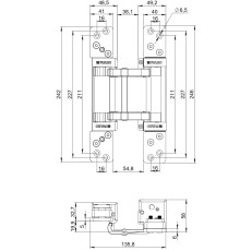 Петля Fuaro (Фуаро) скрытой установки HH-180-200 (200 кг на 2 петли, 180 угол открывания) BL (черная)