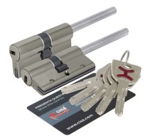 Цилиндровый механизм Cisa (Чиза) под вертушку (дл. шток) AP4S 0P3S7-90.12 (80 мм/45+10+25), НИКЕЛЬ