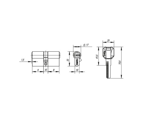 Цилиндровый Punto (Пунто) механизм MaxPro7000Key60mm(25+10+25) SSC сатин.хром 7key