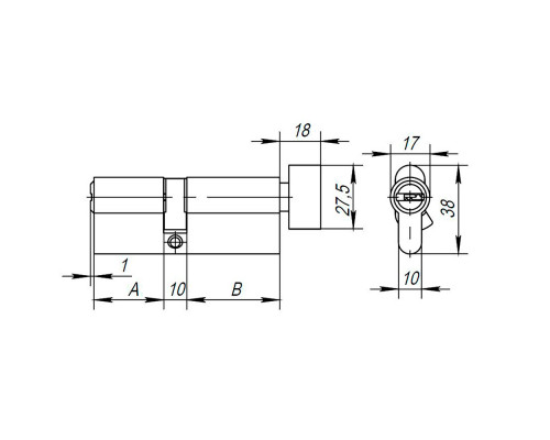Цилиндровый Ajax (Аякс) механизм (AX202/80) AX2002Knob80 (35+10+35) CP хром с вертушкой Цилиндровый Ajax (Аякс) механизм (AX202/80) AX2002Knob80 (35+10+35) CP хром с вертушкой