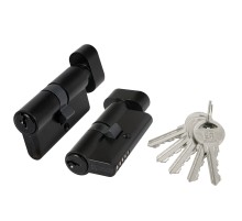 Цилиндровый Fuaro (Фуаро) механизм (100 ZM/60) 1000ZMKnob60(25+10+25) BL черный 5Key с вертушкой