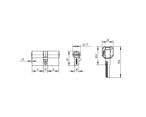 Цилиндровый Punto (Пунто) механизм (Z400/90) Z4000Key90(40+10+40) CP хром Цилиндровый Punto (Пунто) механизм (Z400/90) Z4000Key90(40+10+40) CP хром