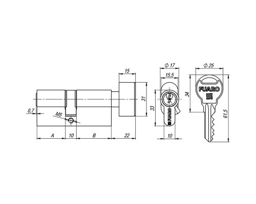Цилиндровый Fuaro (Фуаро) механизм (R302/60) R3002Knob60(25+10+25) CP хром 5Key с вертушкой Цилиндровый Fuaro (Фуаро) механизм (R302/60) R3002Knob60(25+10+25) CP хром 5Key с вертушкой