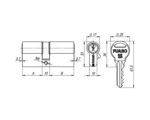 Цилиндровый Fuaro (Фуаро) механизм (R300/60) R3000Key60(25+10+25) CP хром 5Key Цилиндровый Fuaro (Фуаро) механизм (R300/60) R3000Key60(25+10+25) CP хром 5Key