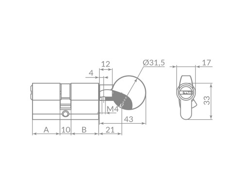 Цилиндровый Punto (Пунто) механизм Z3002Knob80(35+10+35) с вертушкой CP хром Цилиндровый Punto (Пунто) механизм Z3002Knob80(35+10+35) с вертушкой CP хром