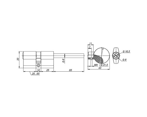 Цилиндровый Fuaro (Фуаро) механизм (D-PRO507/100) D-PRO5007Tang100(65+10+25) CP хром 5Key со штоком Цилиндровый Fuaro (Фуаро) механизм (D-PRO507/100) D-PRO5007Tang100(65+10+25) CP хром 5Key со штоком