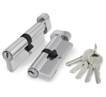 Цилиндровый Fuaro (Фуаро) механизм (100 ZM/70) 1000ZMKnob70(30+10+30) CP хром 5Key с вертушкой