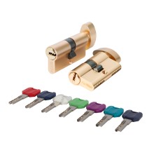 Цилиндровый Punto (Пунто) механизм MaxPro7002Knob52mm(21+10+21) SSG сатин.золото 7key с вертушкой