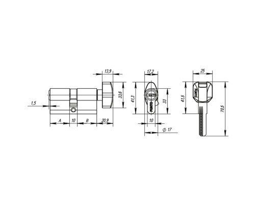 Цилиндровый Punto (Пунто) механизм MaxPro7002Knob90mm(35+10+45) SN никель 7key с вертушкой Цилиндровый Punto (Пунто) механизм MaxPro7002Knob90mm(35+10+45) SN никель 7key с вертушкой