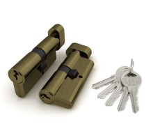 Цилиндровый Fuaro (Фуаро) механизм (100 ZM/60) 1000ZMKnob60(25+10+25) AB бронза 5Key с вертушкой
