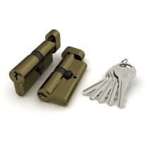 Цилиндровый механизм Fuaro (Фуаро) с вертушкой R302/70 mm-BL (30+10+30) AB бронза 5 кл. БЛИСТЕР