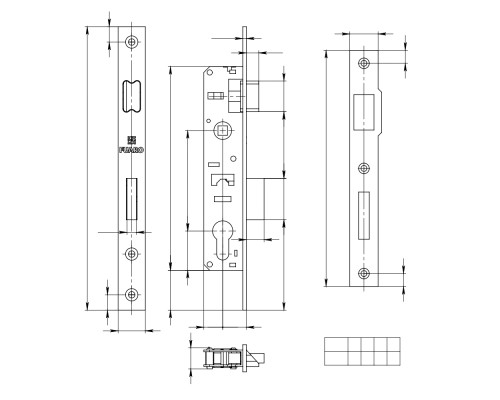 Корпус Fuaro (Фуаро) узкопрофильного замка с защелкой PROF153-25/85 (153-25/85) CP хром Корпус Fuaro (Фуаро) узкопрофильного замка с защелкой PROF153-25/85 (153-25/85) CP хром