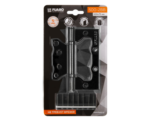 Петля Fuaro (Фуаро) универсальная без врезки IN4500W-BL BN (500-2BB/BL 100x2,5) черный глянец БЛИСТЕР Петля Fuaro (Фуаро) универсальная без врезки IN4500W-BL BN (500-2BB/BL 100x2,5) черный глянец БЛИСТЕР