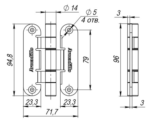 Петля Armadillo (Армадилло) универсальная OPTIMUM Mini AB Бронза Петля Armadillo (Армадилло) универсальная OPTIMUM Mini AB Бронза