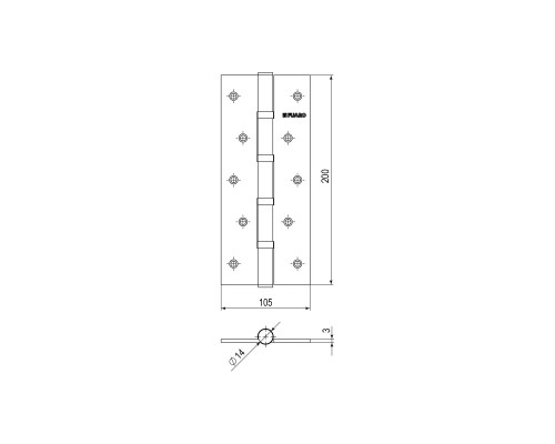 Петля Fuaro (Фуаро) универсальная IN8400U WAB (4BB 200x105x3) мат. бронза