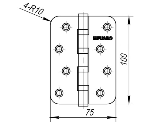 Петля Fuaro (Фуаро) универсальная IN4400U-R10 PB (4BB-R10 100x75x2,5) латунь Петля Fuaro (Фуаро) универсальная IN4400U-R10 PB (4BB-R10 100x75x2,5) латунь