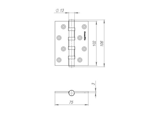 Петля Armadillo (Армадилло) универсальная IN4500UC-BL FSG 102x76x3 INOX304 флорентийское золото БЛИСТЕР Петля Armadillo (Армадилло) универсальная IN4500UC-BL FSG 102x76x3 INOX304 флорентийское золото БЛИСТЕР