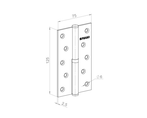 Петля Fuaro (Фуаро) съемная IN5430SL-BL WH левая (413/BL-5 125x75x2,5) белый БЛИСТЕР