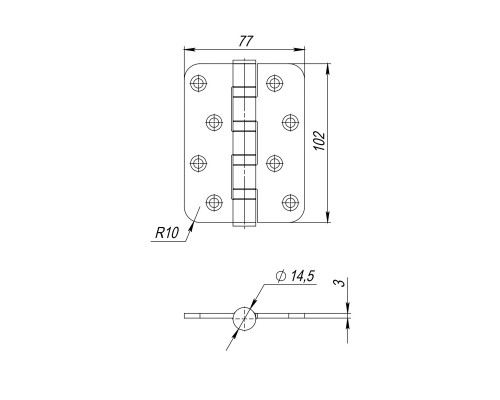 Петля Fuaro (Фуаро) из нержавейки универсальная IN4400U-R10 INOX (4BB-R10 102х76х3) Петля Fuaro (Фуаро) из нержавейки универсальная IN4400U-R10 INOX (4BB-R10 102х76х3)