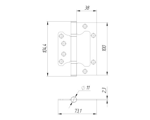 Петля Ajax (Аякс) универсальная без врезки IN4000W GR (100/P-2B 100x2,3) графит Петля Ajax (Аякс) универсальная без врезки IN4000W GR (100/P-2B 100x2,3) графит
