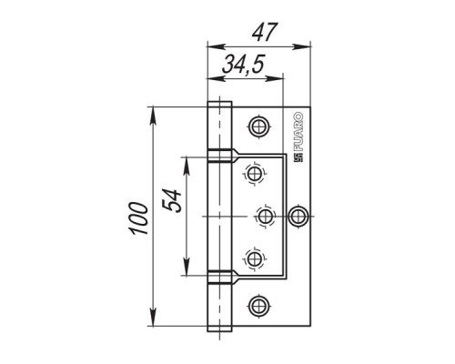 Петля Fuaro (Фуаро) универсальная без врезки IN4300W AC (300-2BB 100x2,5) медь Петля Fuaro (Фуаро) универсальная без врезки IN4300W AC (300-2BB 100x2,5) медь