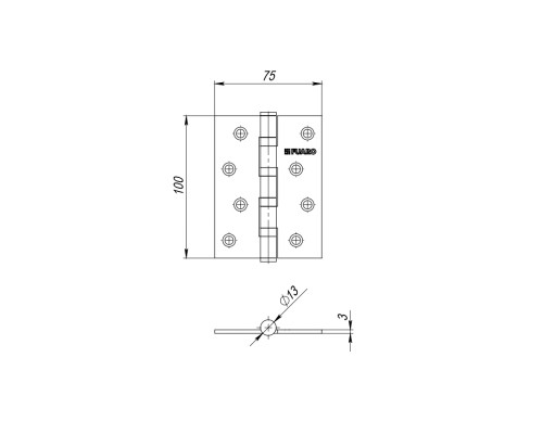 Петля Fuaro (Фуаро) универсальная IN6400U PB (4BB 150x95x3) латунь Петля Fuaro (Фуаро) универсальная IN6400U PB (4BB 150x95x3) латунь