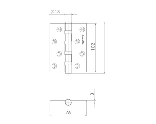 Петля Armadillo (Армадилло) универсальная IN4500UC-BL BPVD 102x76x3 INOX304 вороненый никель БЛИСТЕР Петля Armadillo (Армадилло) универсальная IN4500UC-BL BPVD 102x76x3 INOX304 вороненый никель БЛИСТЕР