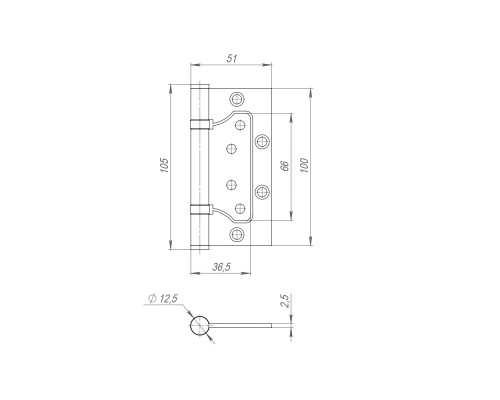 Петля Fuaro (Фуаро) из нержавейки универсальная без врезки IN4500W INOX 304 BL (500-2BB 100x2,5) черный Петля Fuaro (Фуаро) из нержавейки универсальная без врезки IN4500W INOX 304 BL (500-2BB 100x2,5) черный