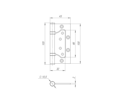 Петля Fuaro (Фуаро) универсальная без врезки IN4300W SN (300-2BB 100x2) мат. никель Петля Fuaro (Фуаро) универсальная без врезки IN4300W SN (300-2BB 100x2) мат. никель
