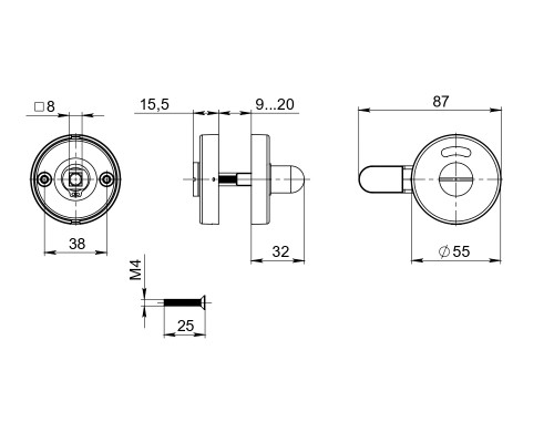 Ручка Fuaro (Фуаро) поворотная BK8.R.DSS304-button с индикатором INOX 304 Ручка Fuaro (Фуаро) поворотная BK8.R.DSS304-button с индикатором INOX 304