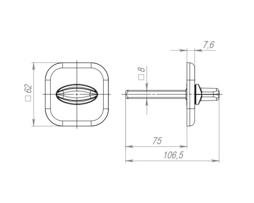 Ручка Fuaro (Фуаро) поворотная BKW8x75.K.XL62 (BKW8x75 XL) BL-24 черный Ручка Fuaro (Фуаро) поворотная BKW8x75.K.XL62 (BKW8x75 XL) BL-24 черный
