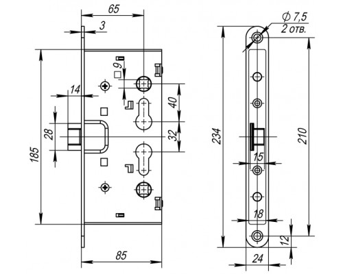 Замок Fuaro (Фуаро) для противопожарных дверей AP.C-65.72-0433 (ANTI-PANIC FL-0433) с раздельным квадратом Замок Fuaro (Фуаро) для противопожарных дверей AP.C-65.72-0433 (ANTI-PANIC FL-0433) с раздельным квадратом