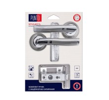 Комплект ручек Punto (Пунто) с защелкой без запирания LM/A SET45R.TL54.JET/HD SN/CP-3 матовый никель/хром Комплект ручек Punto (Пунто) с защелкой без запирания LM/A SET45R.TL54.JET/HD SN/CP-3 матовый никель/хром