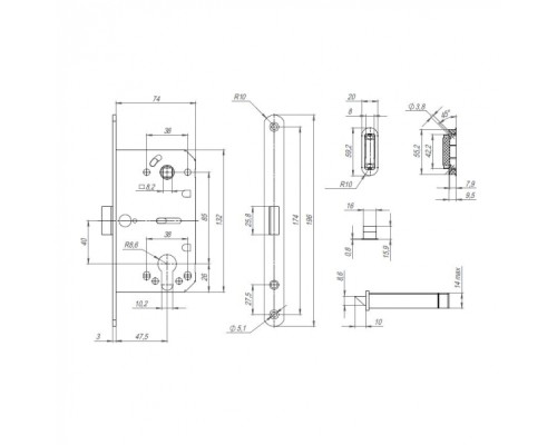 Корпус Punto (Пунто) замка ML85-50 BL (черный) Корпус Punto (Пунто) замка ML85-50 BL (черный)