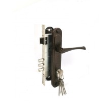 Замок Zenit (Зенит) врезной цилиндровый с защёлкой в комплекте с ручкой ЗВ4-85.3 (медь), 5 кл.