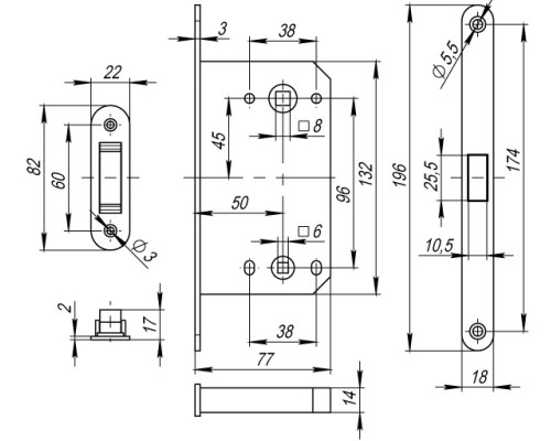 Защелка Fuaro (Фуаро) врезная MAGNET M96WC-50 AB бронза Защелка Fuaro (Фуаро) врезная MAGNET M96WC-50 AB бронза