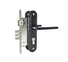 Замок Absolyute (Абсолют) врезной цилиндровый с защёлкой в комплекте с ручкой ЗВ4-3/09Р (медь), 4 кл.