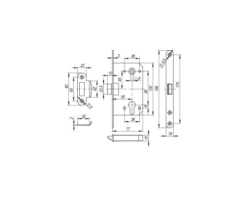 Корпус Fuaro (Фуаро) врезного замка c защёлкой PLASTP85C-50 (P85C-50) SSC сатинированный хром Корпус Fuaro (Фуаро) врезного замка c защёлкой PLASTP85C-50 (P85C-50) SSC сатинированный хром