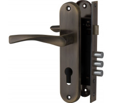 Замок цилиндровый Fuaro (Фуаро) с в комплекте с ручкой LOCKSET.1511W/B (SET F1511W/B) AB бронза