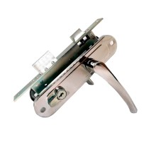 Замок Absolyute (Абсолют) врезной цилиндровый с защёлкой в комплекте с ручкой ЗВ4-70/07 (хром лак), 4 кл.